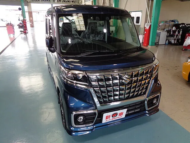 海津市　新車スズキ　スペーシアカスタム　ナビゲーション・純正リヤカメラ変換・前ドライブレコーダー・ETC取付