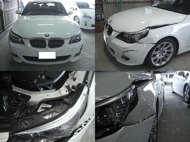 修理実例　BMW525i　 保険適用　宗像市より