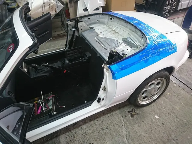 ロードスター　NA6CE　幌張替作業