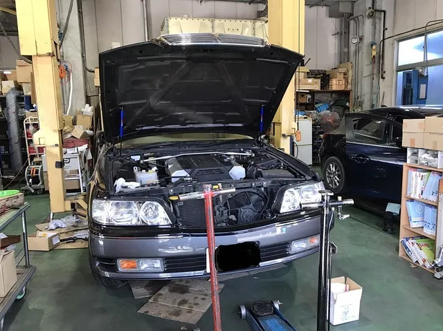 大阪市平野区　車検整備｜シーマ　パワステポンプ交換