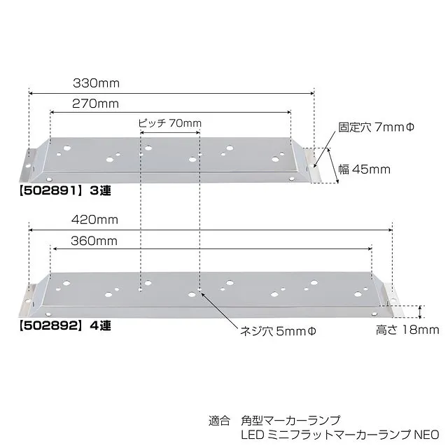 角マーカー/フラットマーカー ４連取付ステー スリムタイプ 502892