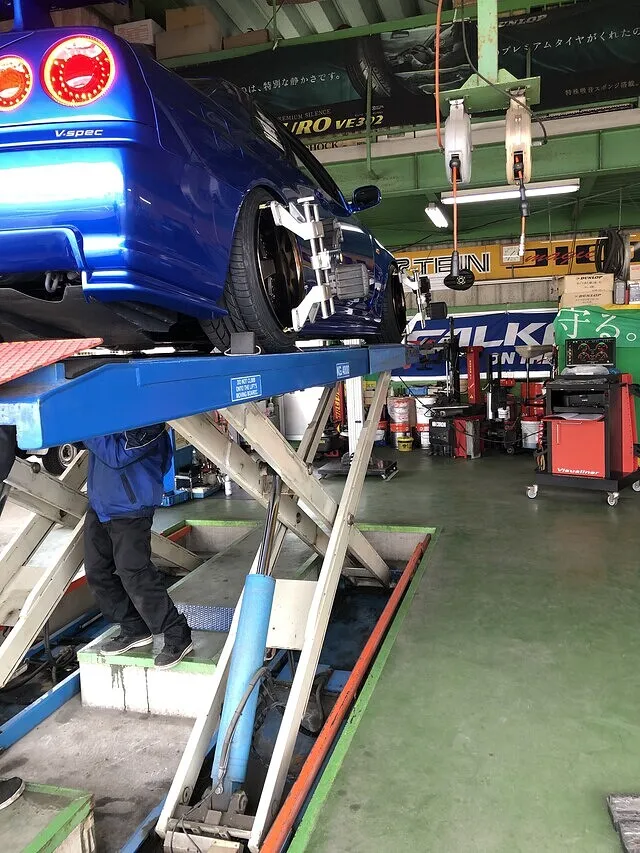 R34GT-R　アライメント　調整　島根　大田　エアサス